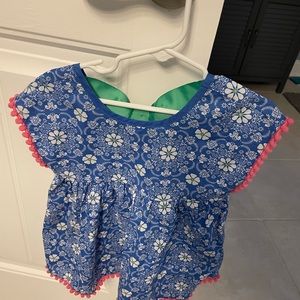 Blue summer shirt with sweet detail on the back
